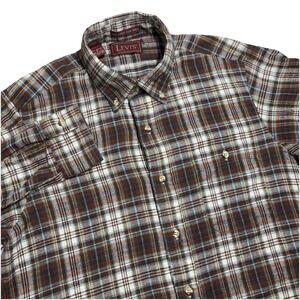 Vintage Levi's Flannel Mens L Tailored For Men Long Sleeve Button Up Plaid Shirt